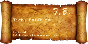 Tichy Balázs névjegykártya